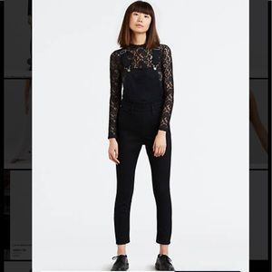 Levi Skinny Black Overalls. Size 27